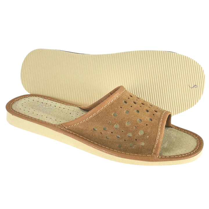 Leichte, durchbrochene Damenschuhe aus Leder, gelbe Damenschuhe für zu Hause