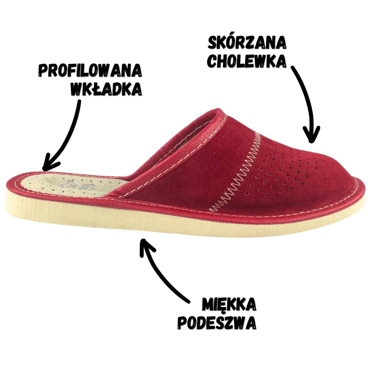 Rote Damenschuhe aus Wildleder, Hausschuhe