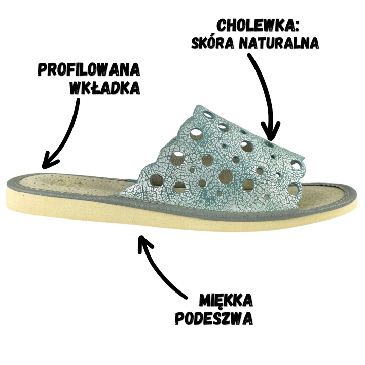 LIMITIERTE AUFLAGE – Silberfarbene Damen-Lederpantoffeln in Cracked-Silver-Optik
