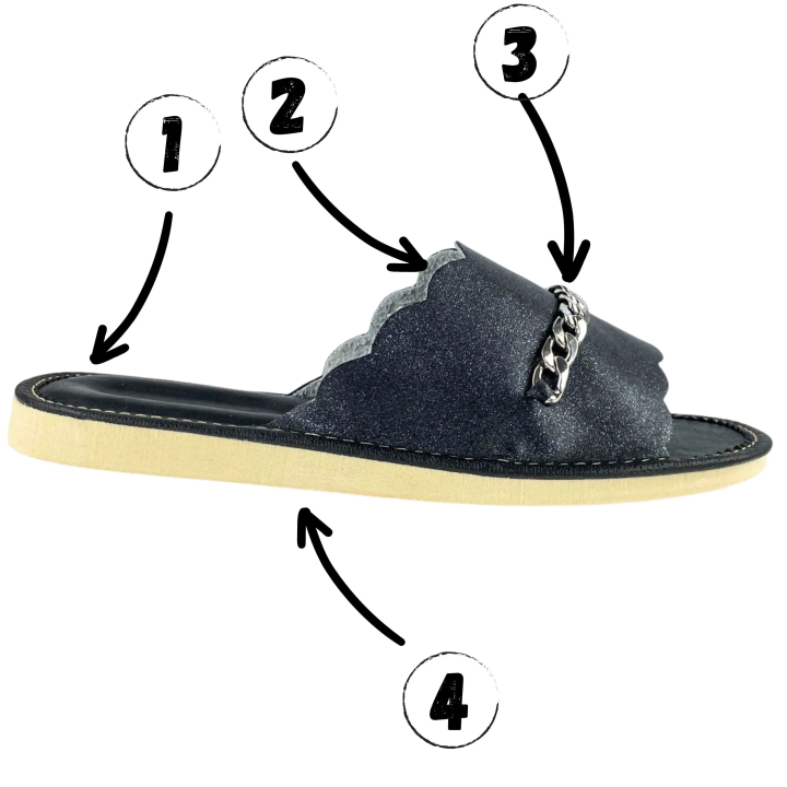 Elegante Damenslipper mit Kette, Damenschuhe für zu Hause