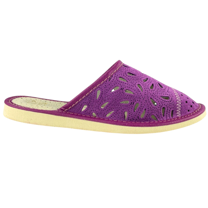 Violette Hausschuhe, bequeme Damenschuhe für zu Hause