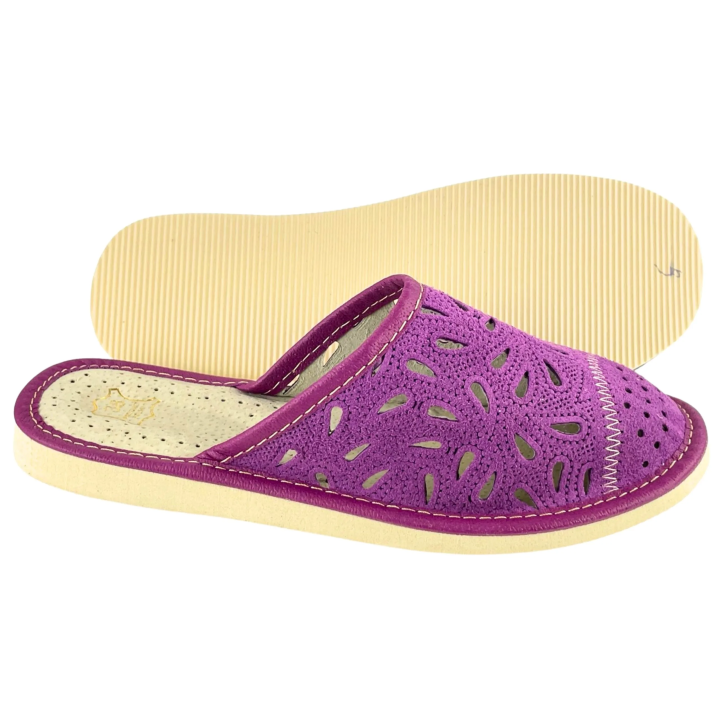 Violette Hausschuhe, bequeme Damenschuhe für zu Hause