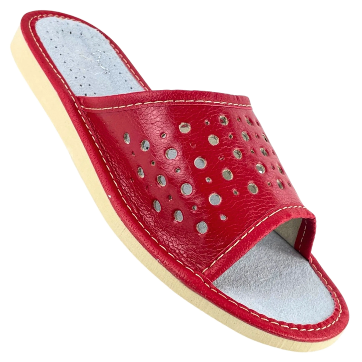 Rote Damenschuhe, Sommerpantoffeln für Damen in kräftigem Rot