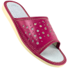 Violette Damenschuhe aus Leder, bequeme, konturierte Hausschuhe