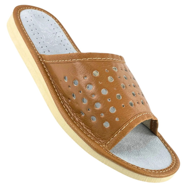 Naturbraune Farbe, Damenschuhe aus Naturleder, Sommer-Damenschuhe