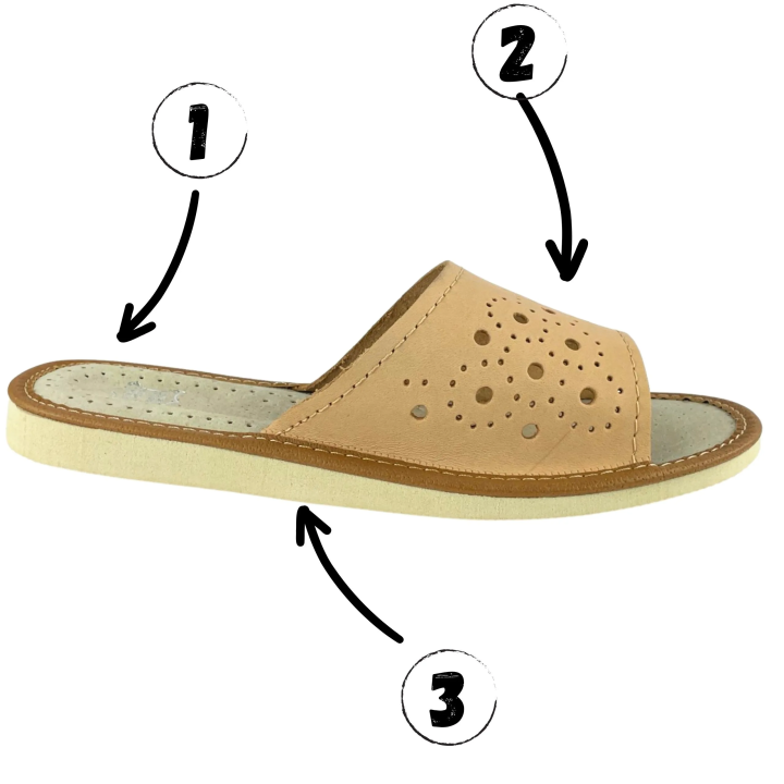 Sommerpantoffeln für Damen aus Naturleder