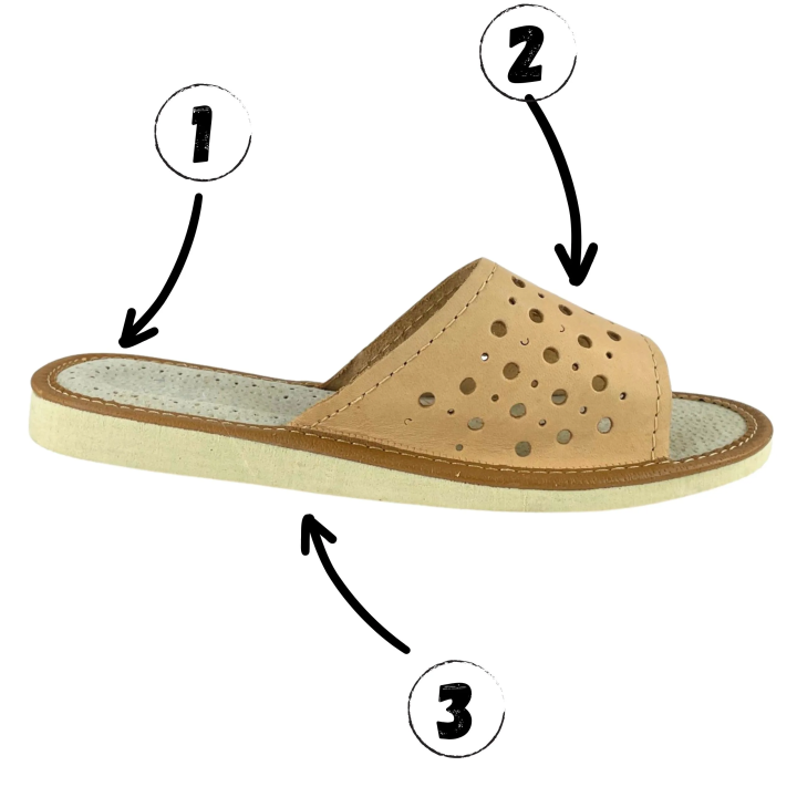 Damenpantoffeln für den Sommer, traditionelle Lederpantoffeln im Bergstil