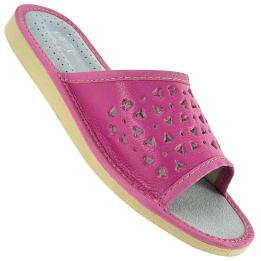 Rosa Damenschuhe mit Lederinnensohle Hausschuhe für Damen
