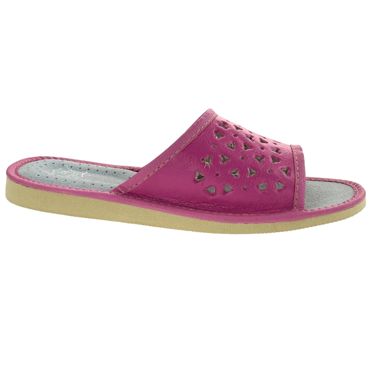 Rosa Damenschuhe mit Lederinnensohle Hausschuhe für Damen