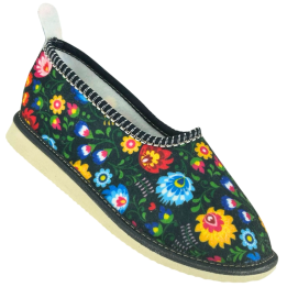 Filzpantoffeln mit Ferse – Łowicz-Damenschuhe – Trachtenschuhe