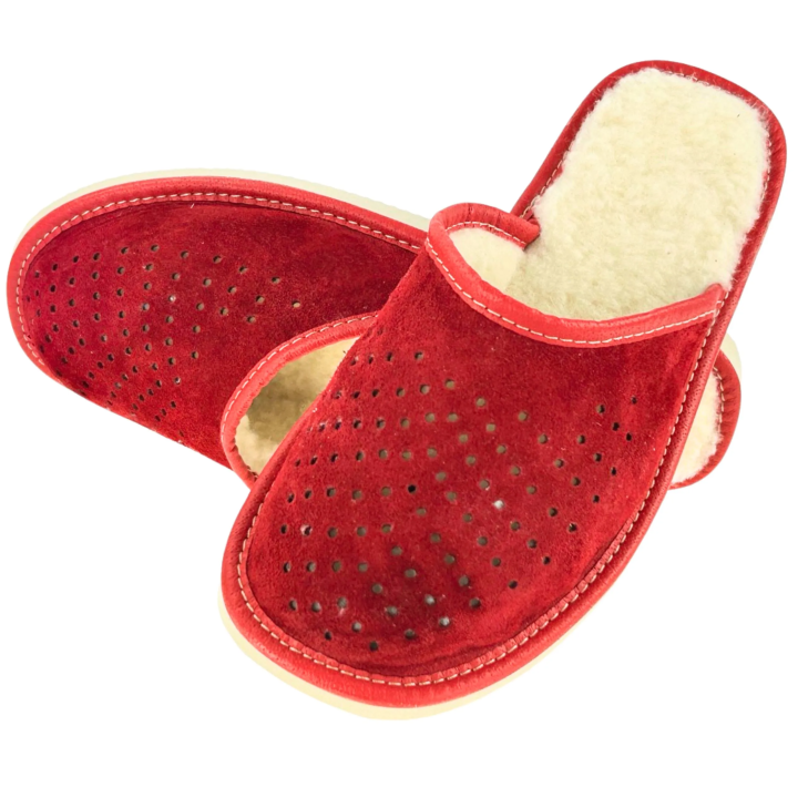 Weihnachtliche, gefütterte Herrenslipper – Winterschlipper aus Leder