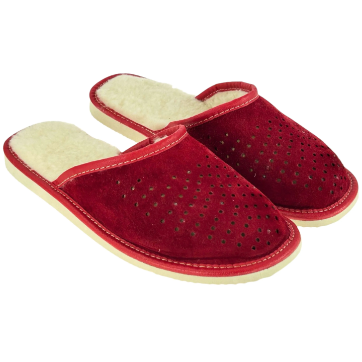Weihnachtliche, gefütterte Herrenslipper – Winterschlipper aus Leder