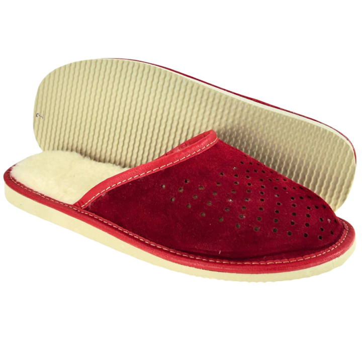 Weihnachtliche, gefütterte Herrenslipper – Winterschlipper aus Leder