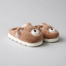 Weiche Kinderslipper – Bequeme Hausschuhe mit Teddybär-Motiv