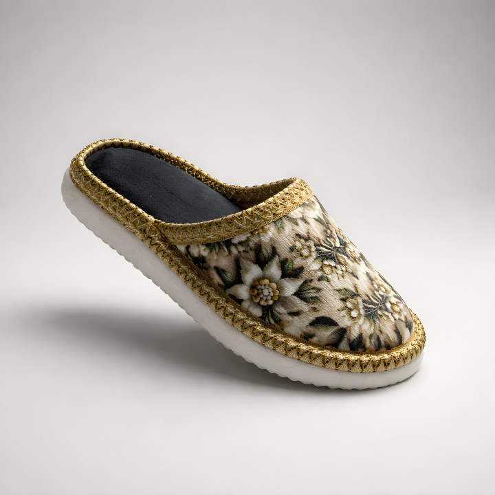 Geschlossene Kinderslipper, Hausschuhe mit Blumenmuster