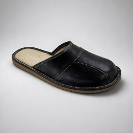 Dunkelbraune Herrenhausschuhe aus Leder, bequeme Premium-Hausschuhe