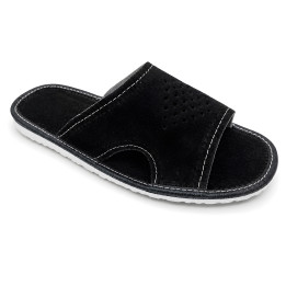 Schwarze Herren-Slipper aus Velours – Komfort und klassischer Stil