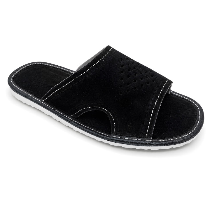 Schwarze Herren-Slipper aus Velours – Komfort und klassischer Stil