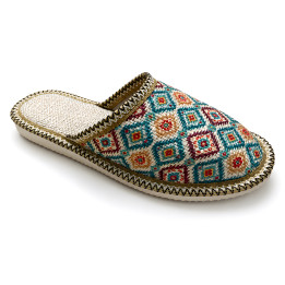 Damenslipper mit dekorativem Muster, bequeme Hausschuhe
