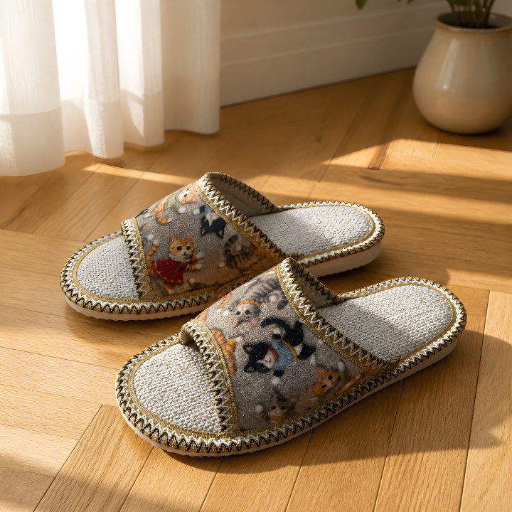 Offene Kinderslipper mit Kätzchen, leichte Hausschuhe für Mädchen und Jungen